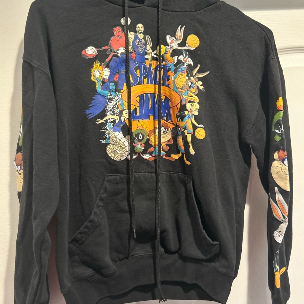 Space Jam Black Hoodie with Cartoon Characters